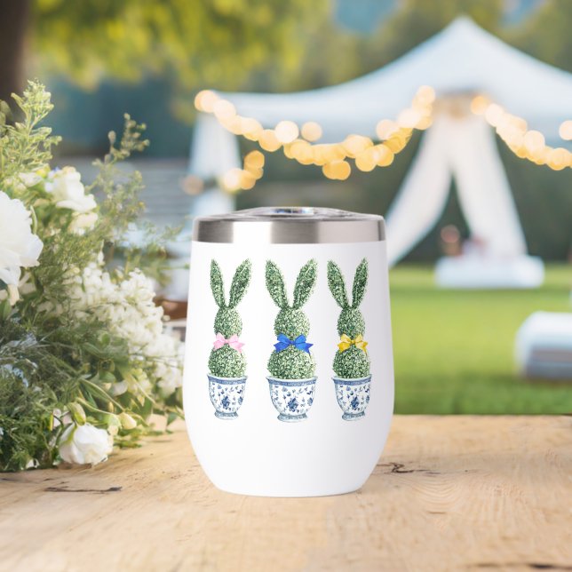 Blue and White Chinoiserie With Rabbit Topiaries (Mariage (pivoté))