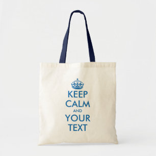 Blue and white Keep Calm tote bag   Customizable