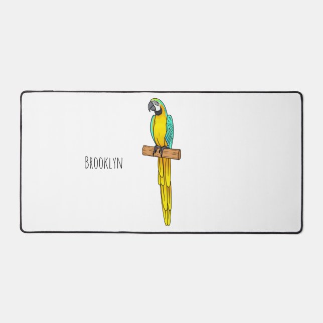 Blue-and-yellow macaw bird cartoon illustration (Recto)