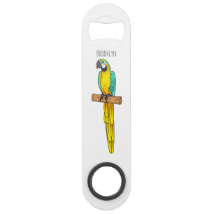 Blue-and-yellow macaw bird cartoon illustration