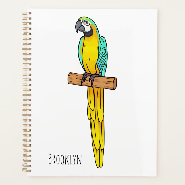 Blue-and-yellow macaw bird cartoon illustration (Devant)