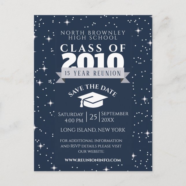 Blue Any Year Class Reunion Design Invitation (Devant)