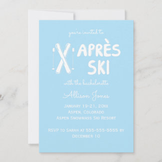 Blue Apres Ski Bachelorette Party Invitation