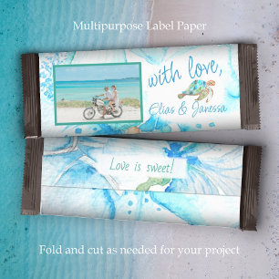 Blue, Aqua Sea Turtle Mariage Candy Bar Wrapper