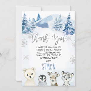 Blue Arctic Onederland Carte de remerciements d'an