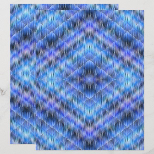 Blue Argyle Scrapbook Paper 2-Sided Page (Devant / Derrière)