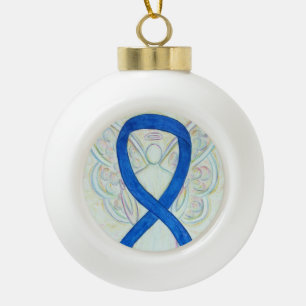 Blue Awareness Ribbon Guardian Angel Ornements