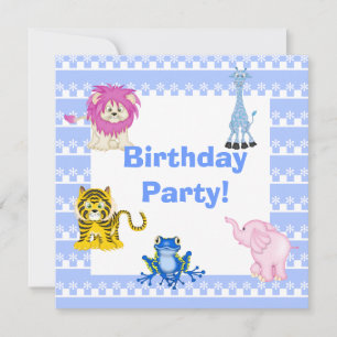 BLUE AZTEC ZOO INVITATION PARTI
