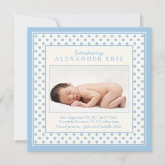Blue Baby Boy Polka Dot Photo Faire-part de naissa