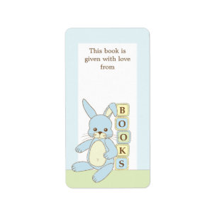 Blue Baby Bunny Livre Cadeau Livre Plate Étiquette