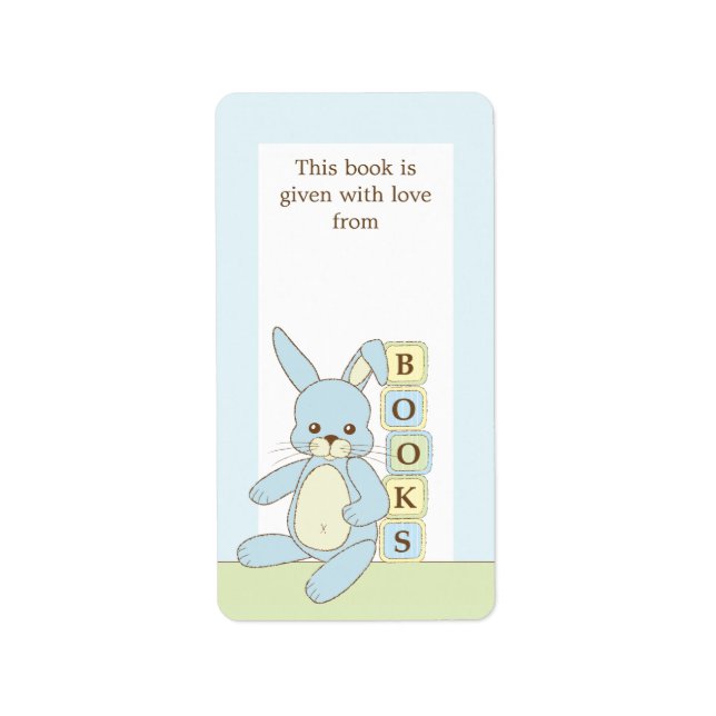 Blue Baby Bunny Livre Cadeau Livre Plate Étiquette (Devant)
