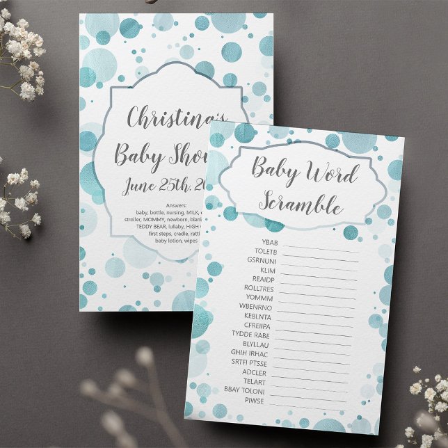 Blue Baby Word Scramble Douche Jeu | Clé de répons (Créateur téléchargé)