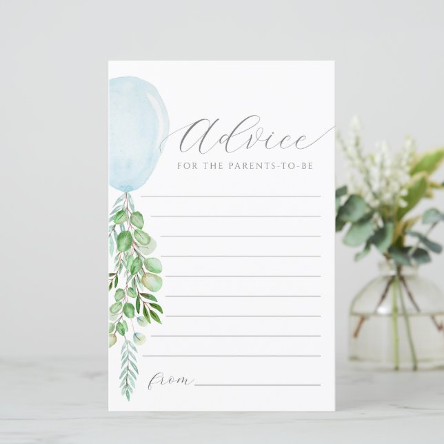 Blue Balloon Conseils Wings Pour Baby Card (Debout devant)