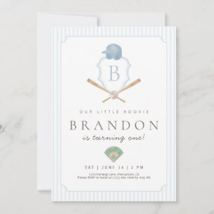 Blue Baseball Preppy Crest Premier invitation