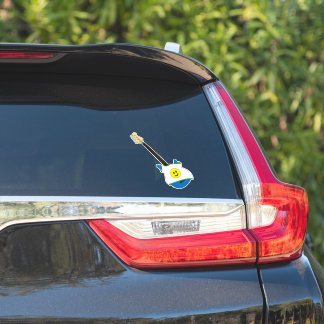 Blue Bass wearing a Happy Face Shirt Sticker