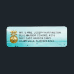 Blue Beach Christmas Retourner l'adresse Étiquette<br><div class="desc">Étiquettes de adresse de Noël de plage bleue à utiliser pour une adresse de retour, ou acheter blanc et imprimer vos propres étiquettes. Un seul ornement doré orne cette jolie scène bleue de l'océan. Le coque supérieur imprimé en gris foncé est facile à lire et ce étiquette peut contenir jusqu'à...</div>