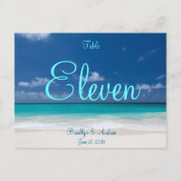 Blue Beach Noces Numéros de table Carte postale