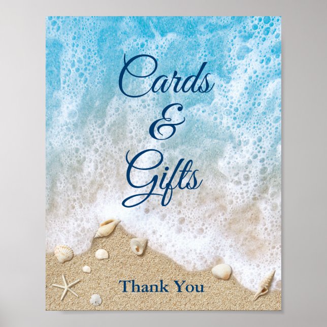 Blue Beach Waves Cards & Gifts Poster (Devant)