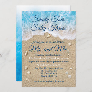 Blue Beach Waves Faire-part de mariage