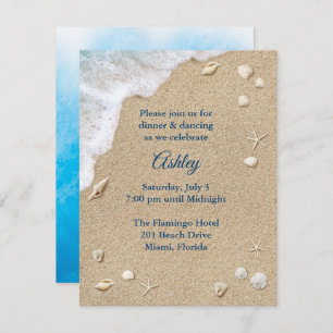 Blue Beach Waves Réception Bat mitzvah Invitation