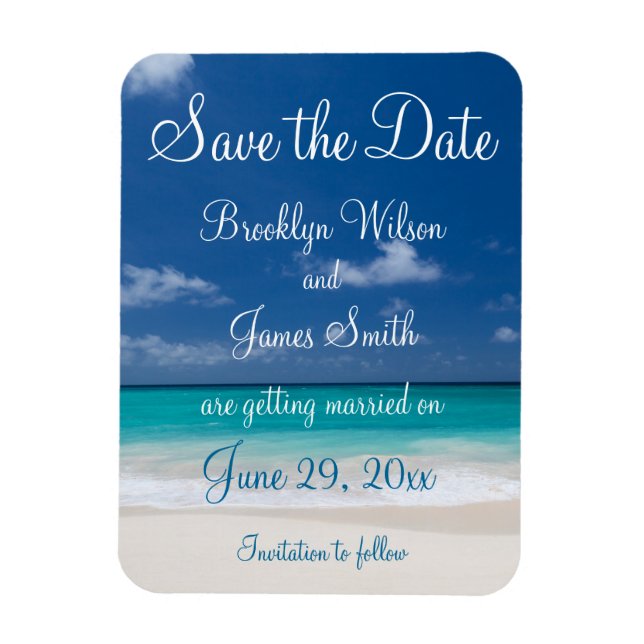 Blue Beach Wedding Enregistrer La Date Magnet (Vertical)