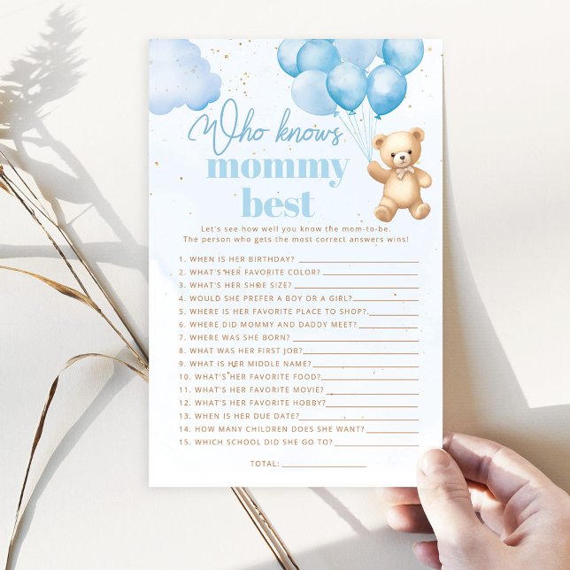 Blue Bear Qui connaît maman meilleur baby shower j (Créateur téléchargé)