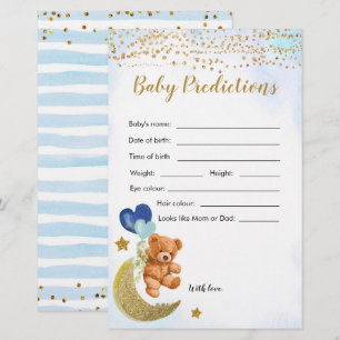 Blue Bearly Baby shower Baby Predictions Jeux