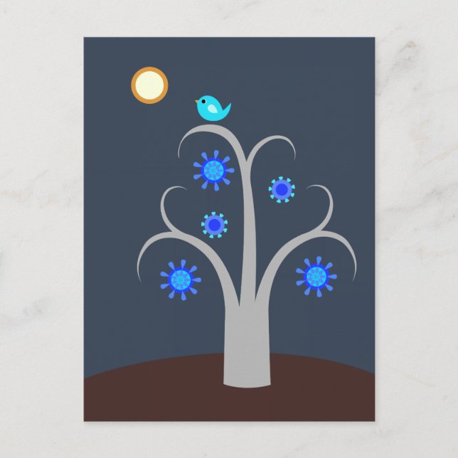 Blue Bird, carte postale Pleine lune (Devant)