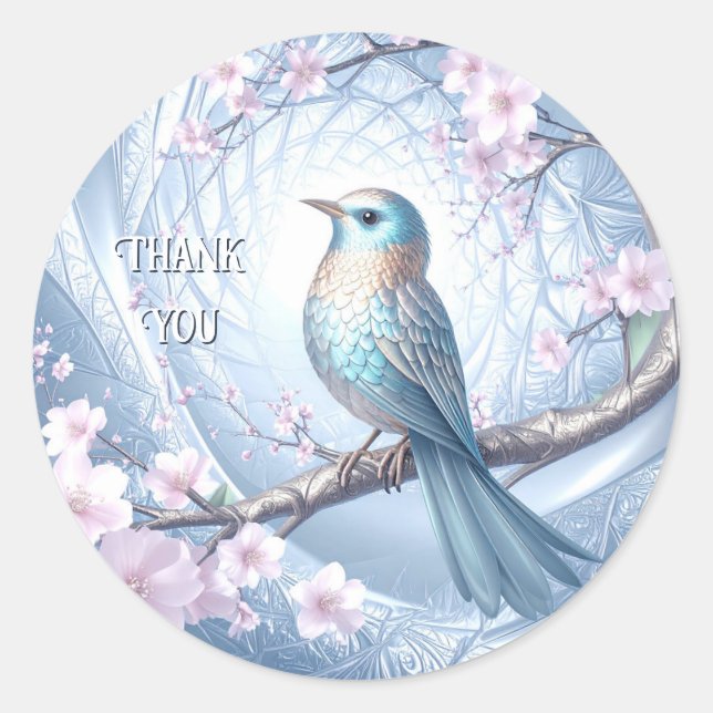 Blue Bird Floral Sticker (Devant)