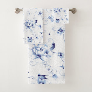 Blue Bird Rose Chinoiserie Floral