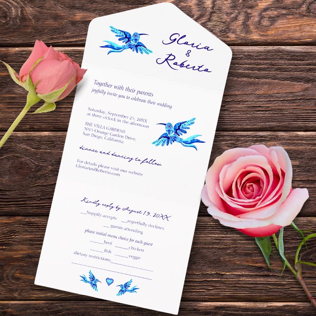 Blue Birds tout en un mariage mexicain Invitation (Créateur téléchargé)
