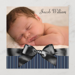 Blue Black Baby Boy Photo Faire-part de naissance