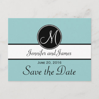 Blue Black Modern Enregistrer la date Cartes posta