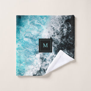 Blue Black Ocean Waves Hawaii Monogramme