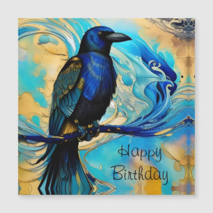 Blue Black Raven, bleu et or abstrait Anniversaire