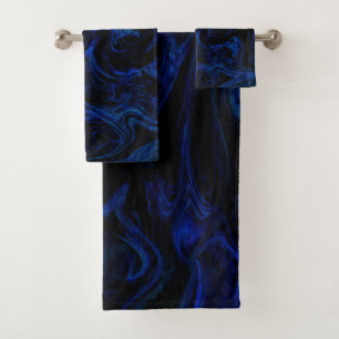 Blue Black Swirl Abstrait Smoky Cool