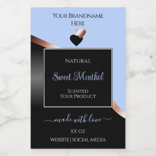 Blue Black Wavy Rose Gold Hearts Étiquettes de pro
