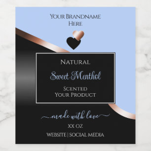 Blue Black Wavy Rose Gold Hearts Étiquettes de pro