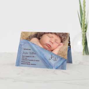 Blue Blanket Boy Photo Birth Annoncez Cartes