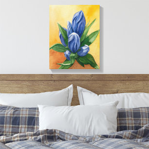 "Blue Bloom" - Aquarelle en toile florale Imprimer