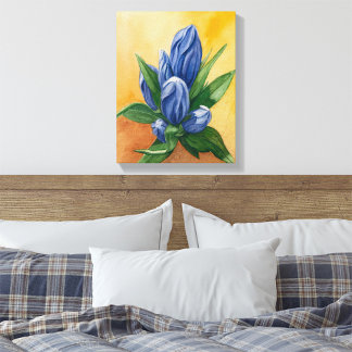 "Blue Bloom" - Aquarelle en toile florale Imprimer