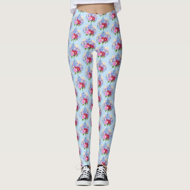 Blue Blumenstrauss Leggings (Devant)