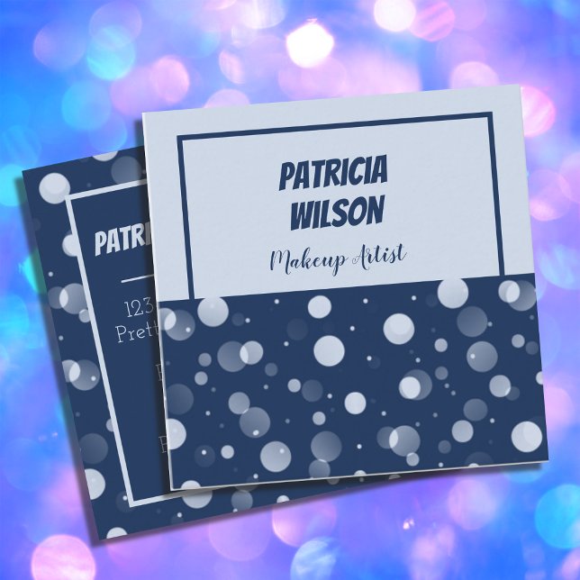 Blue Bokeh maquillage Artiste Carré Carte de visit (Créateur téléchargé)