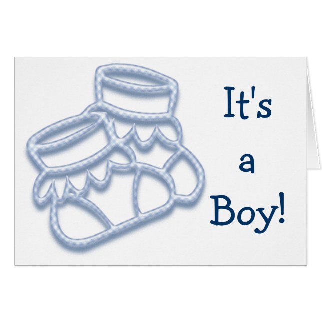 Blue Booties Greeting Card - It's a Boy! (Devant Horizontal)
