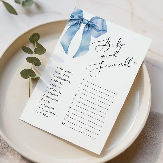 Blue bow Baby mot Scramble bbaby shower jeu (Créateur téléchargé)
