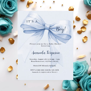 Blue bow c'est une invitation Baby shower garçon