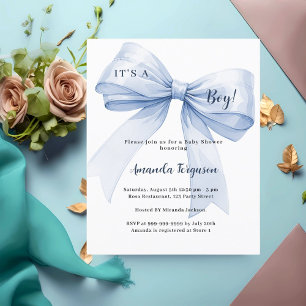 Blue bow c'est une invitation Baby shower garçon