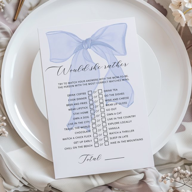 Blue Bow Coquette Baby shower Voudrait-Elle Plaire (Créateur téléchargé)