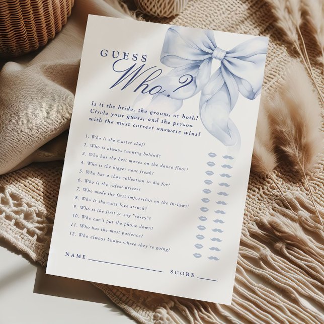 Blue Bow Fête des mariées Devinez qui a dit le jeu (Créateur téléchargé)