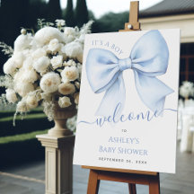 Blue Bow It's a Boy Baby Shower Welcome